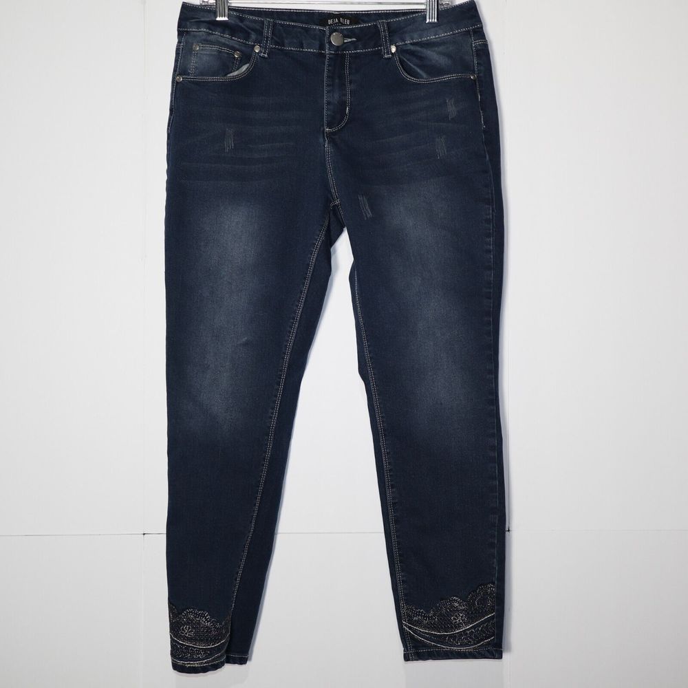 Deja Bleu Premium Denim Jeans Womens Size 12 Dark Wash Inseam 25 Mid Rise